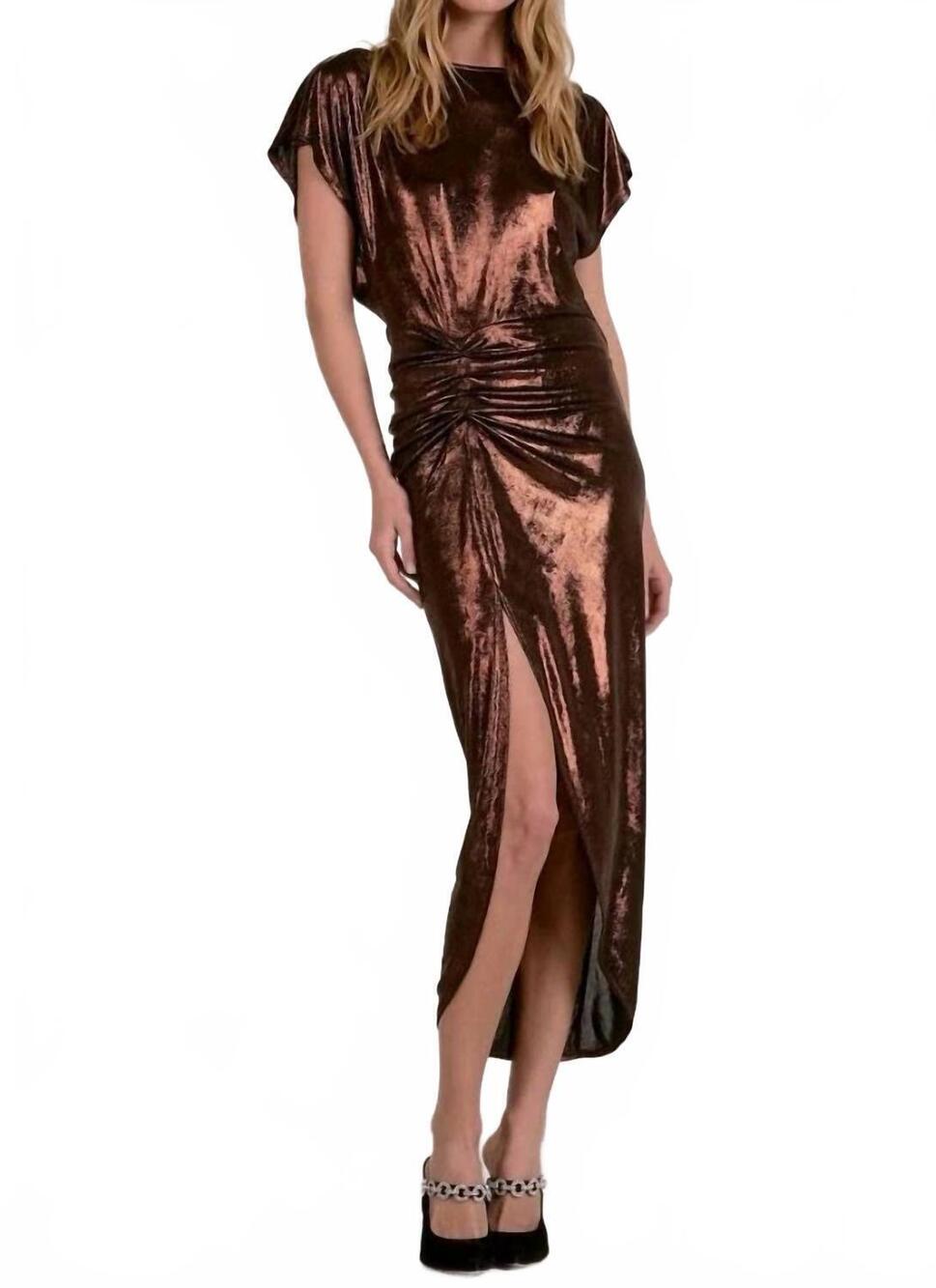 NEW ELAN holiday sparkle midi dress in chocolate